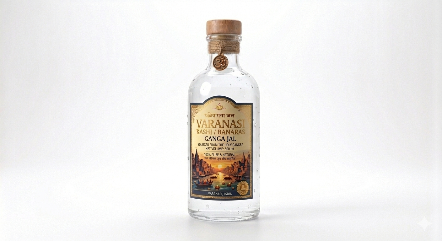 Pure Gangajal — Varanasi Ghat Glass Bottle (500 ml)