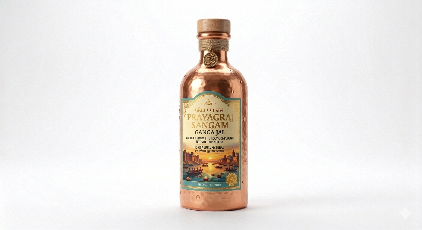Pure Gangajal - Prayagraj Sangam  Copper Bottle (500ml)
